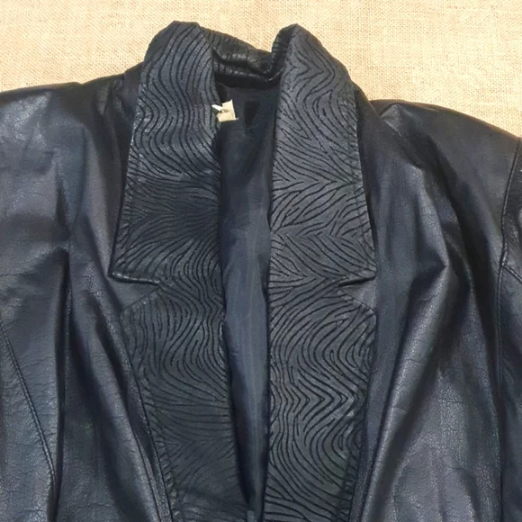 Size 12 80s vintage leather bomber jacket retro - Picture 7 of 9